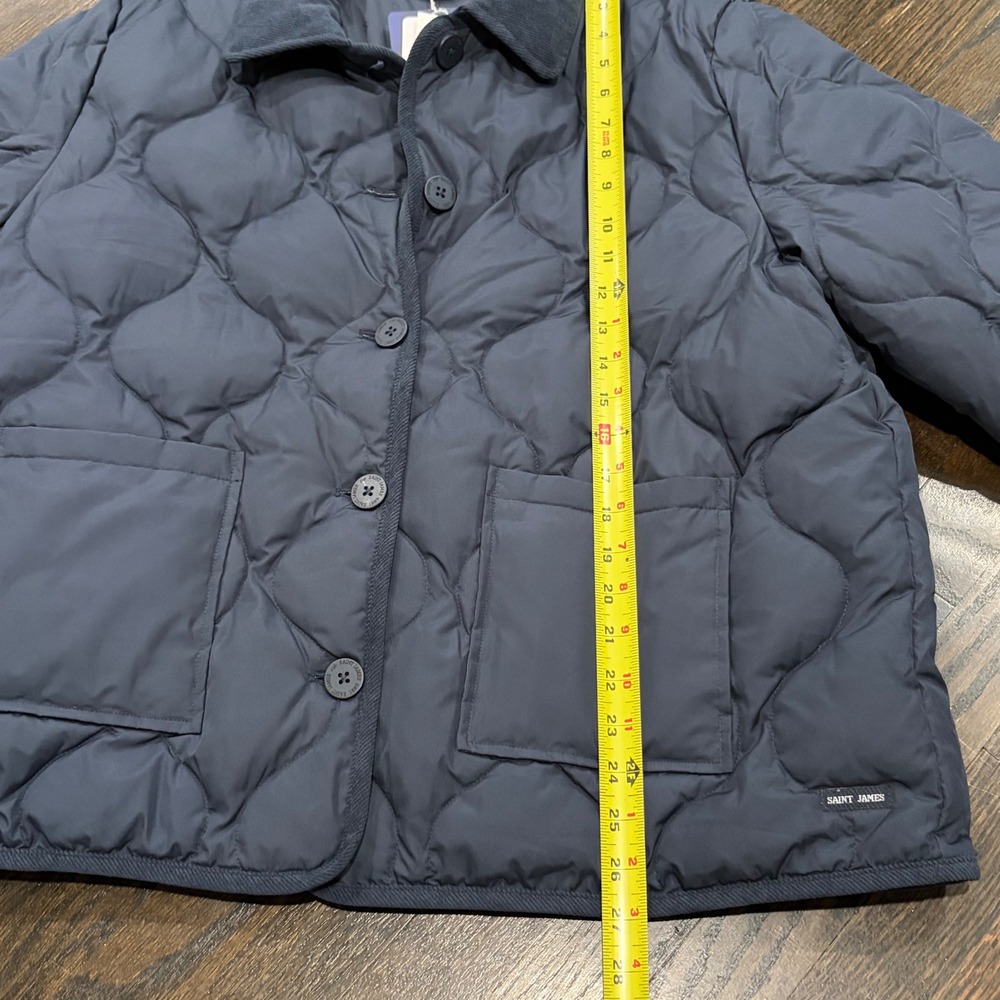 Saint James Juliana Jacket Womens 16 Navy Blue Quilted Down Corduroy Collar - Picture 9 of 10